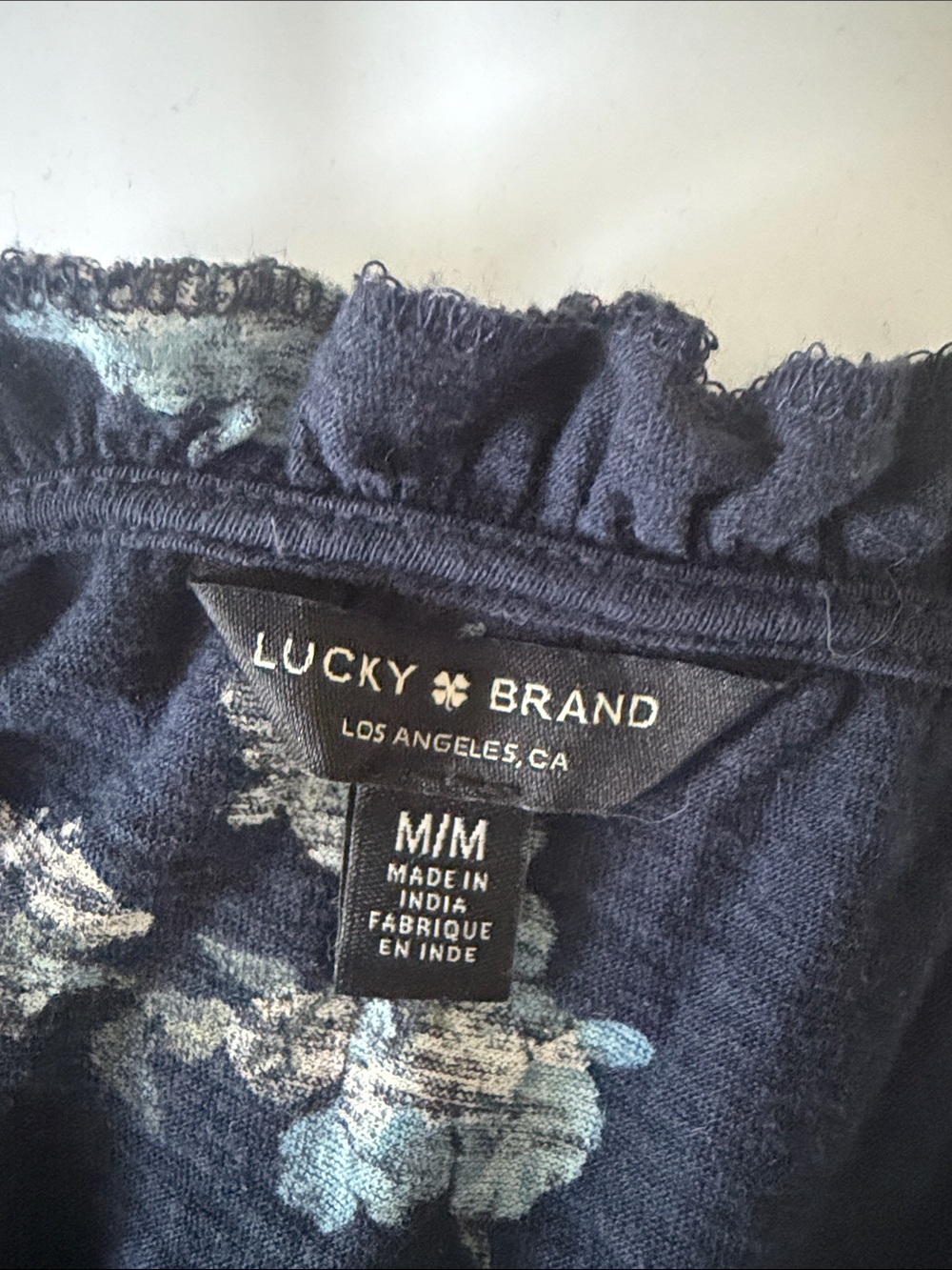 Lucky Brand Black Floral Smocked V-Neck Flutter Sleeve Top - Picture 2 of 4